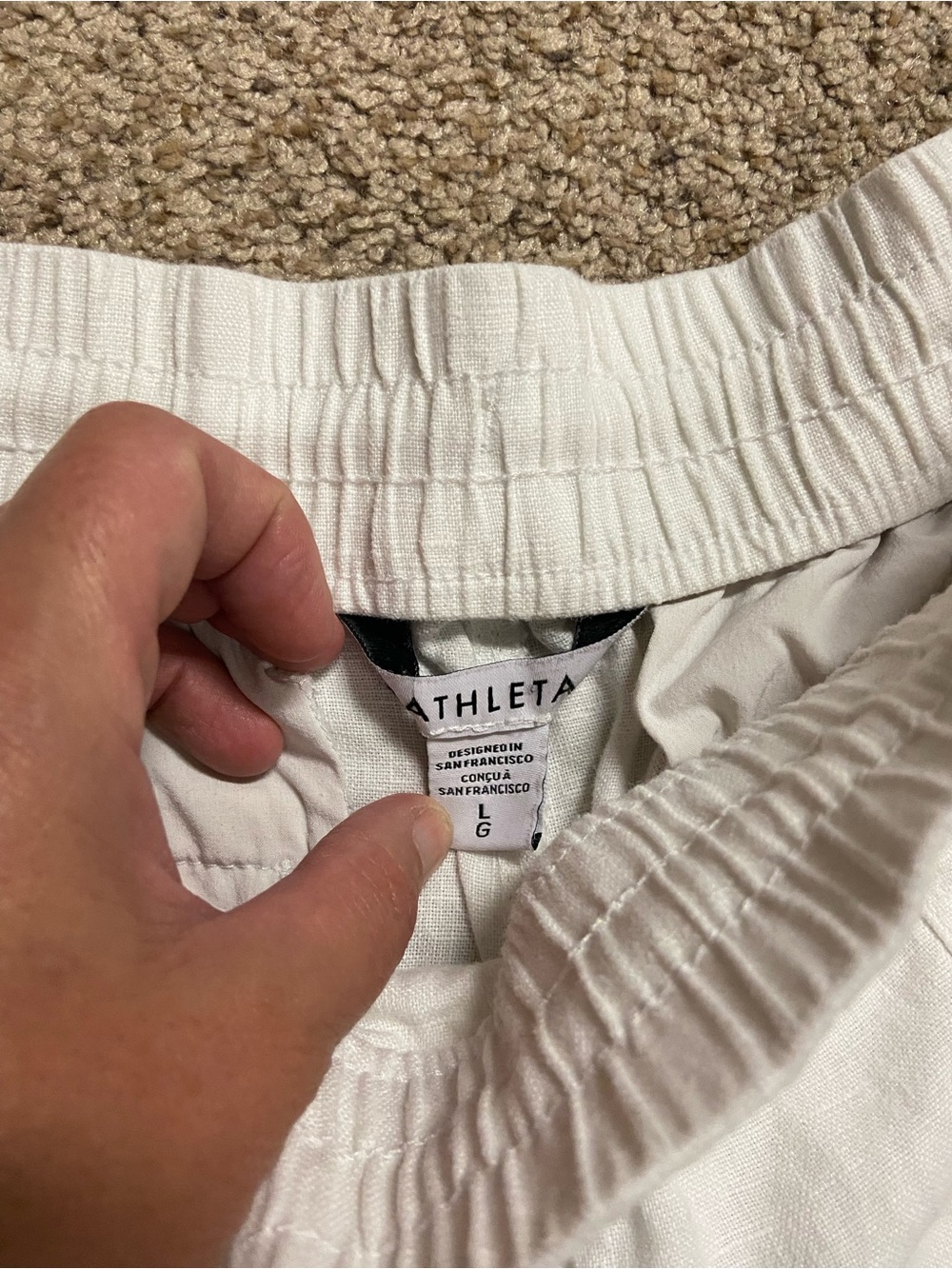 Athleta Retreat 100% Linen Shorts Women’s Sz L Mid Rise White Zipper Pockets - Picture 2 of 6